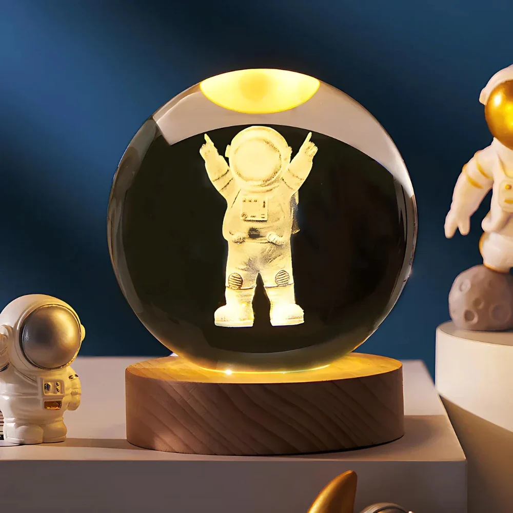 Luminous Crystal Ball | 3D Engraved Space Design | Soft Ambient Glow | AstroGlow - Image 5