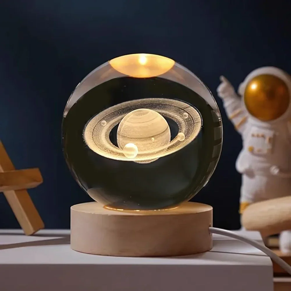 Luminous Crystal Ball | 3D Engraved Space Design | Soft Ambient Glow | AstroGlow - Image 6