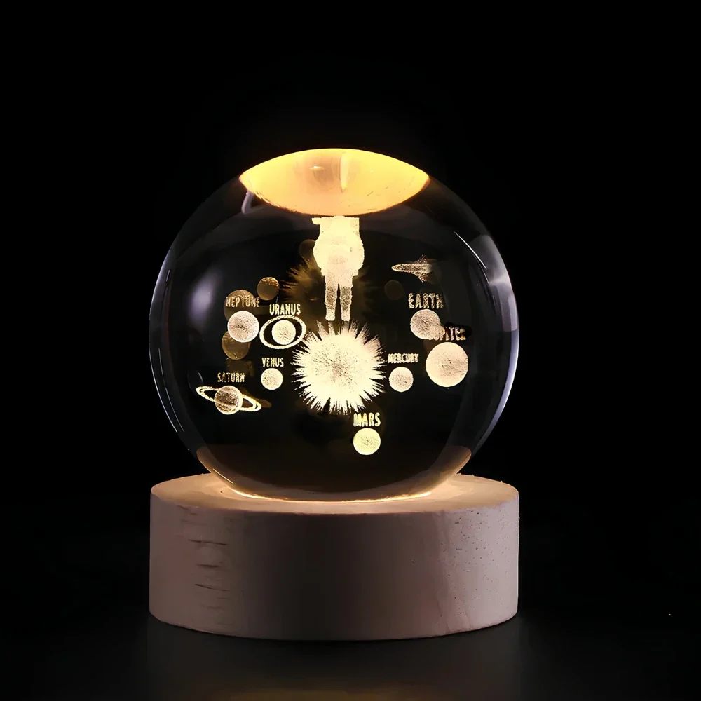 Luminous Crystal Ball | 3D Engraved Space Design | Soft Ambient Glow | AstroGlow - Image 7