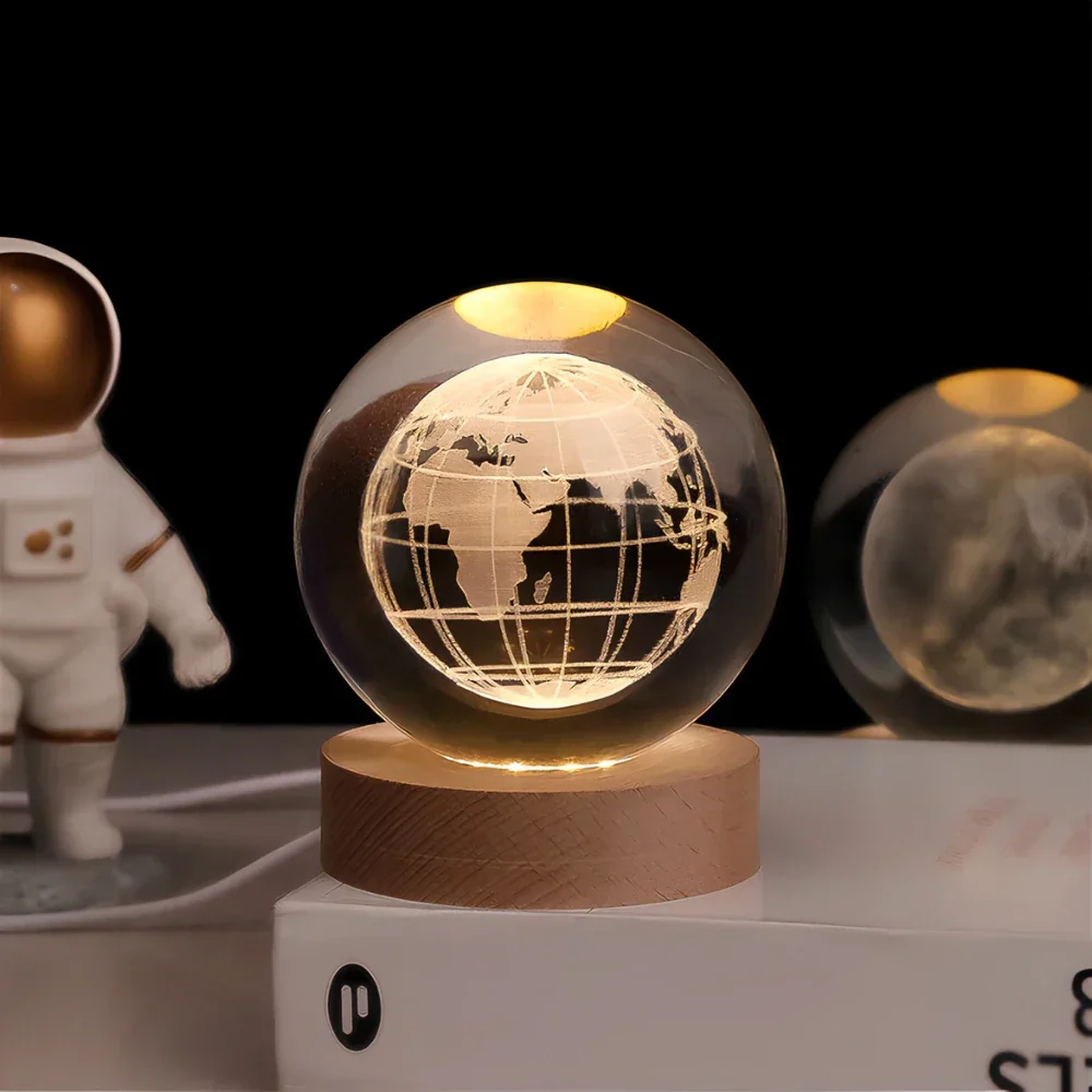 Luminous Crystal Ball | 3D Engraved Space Design | Soft Ambient Glow | AstroGlow - Image 9