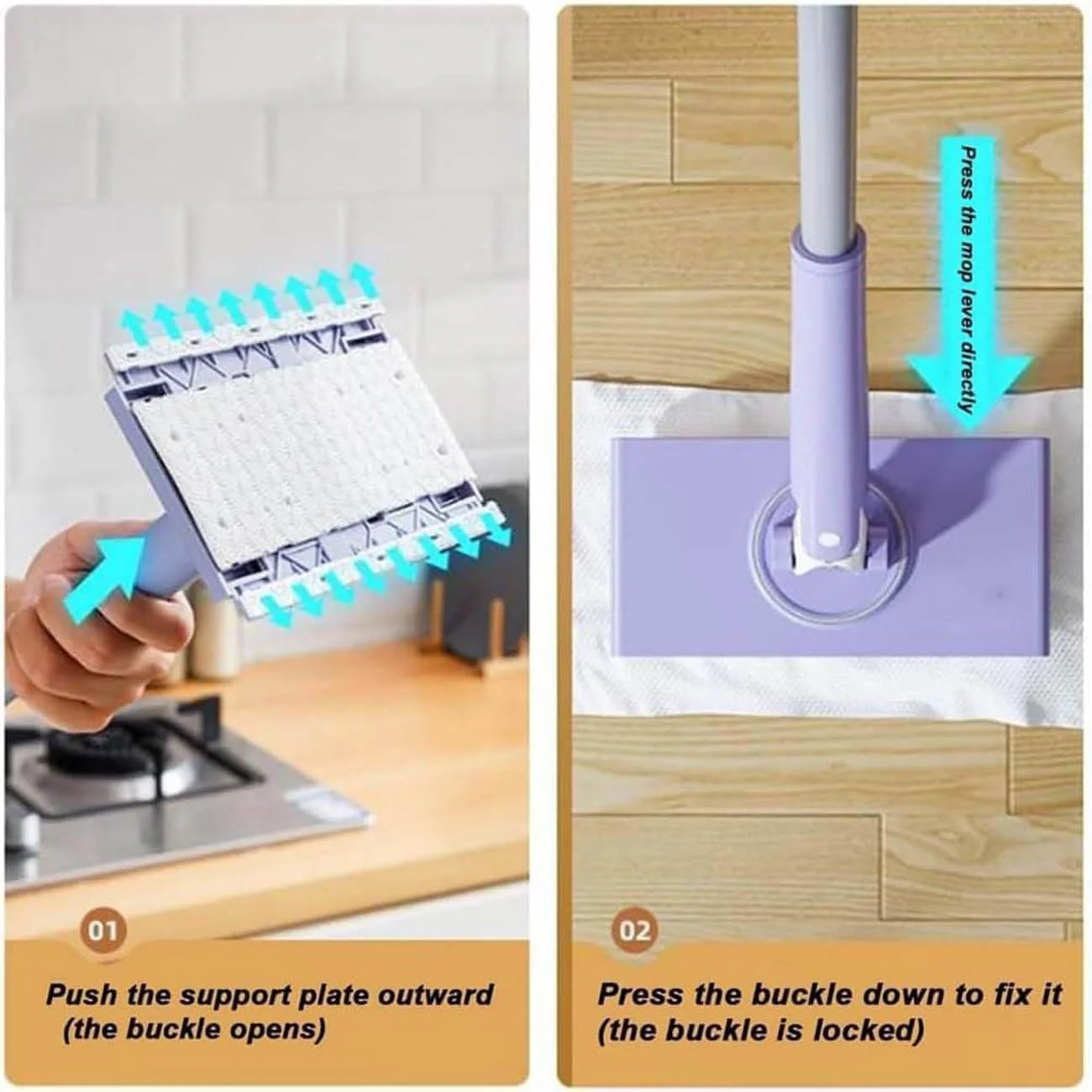 Ergonomic Cleaning Mop | 360° Swivel Head | Automatic Cloth Clip | BuffTowel - Image 2
