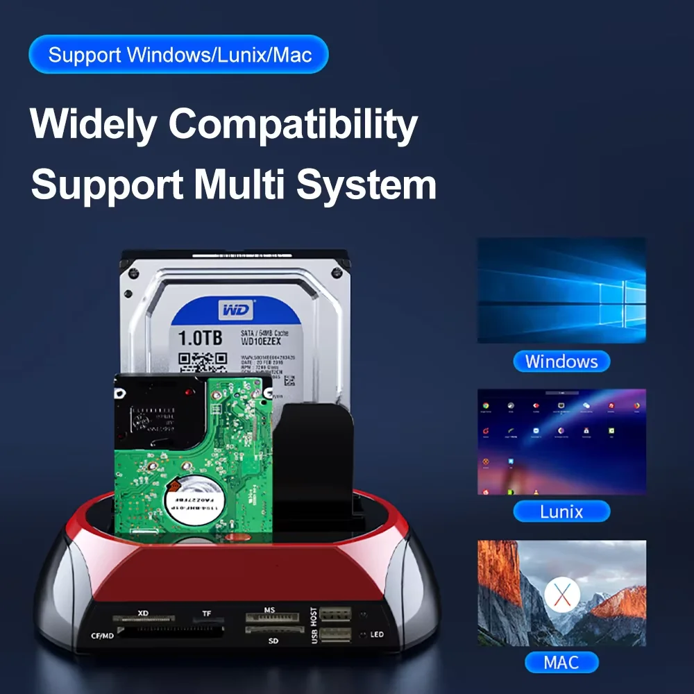Multifunctional hard drive docking station | Universal IDE and SATA hub for data recovery | TotalRecovery Dock