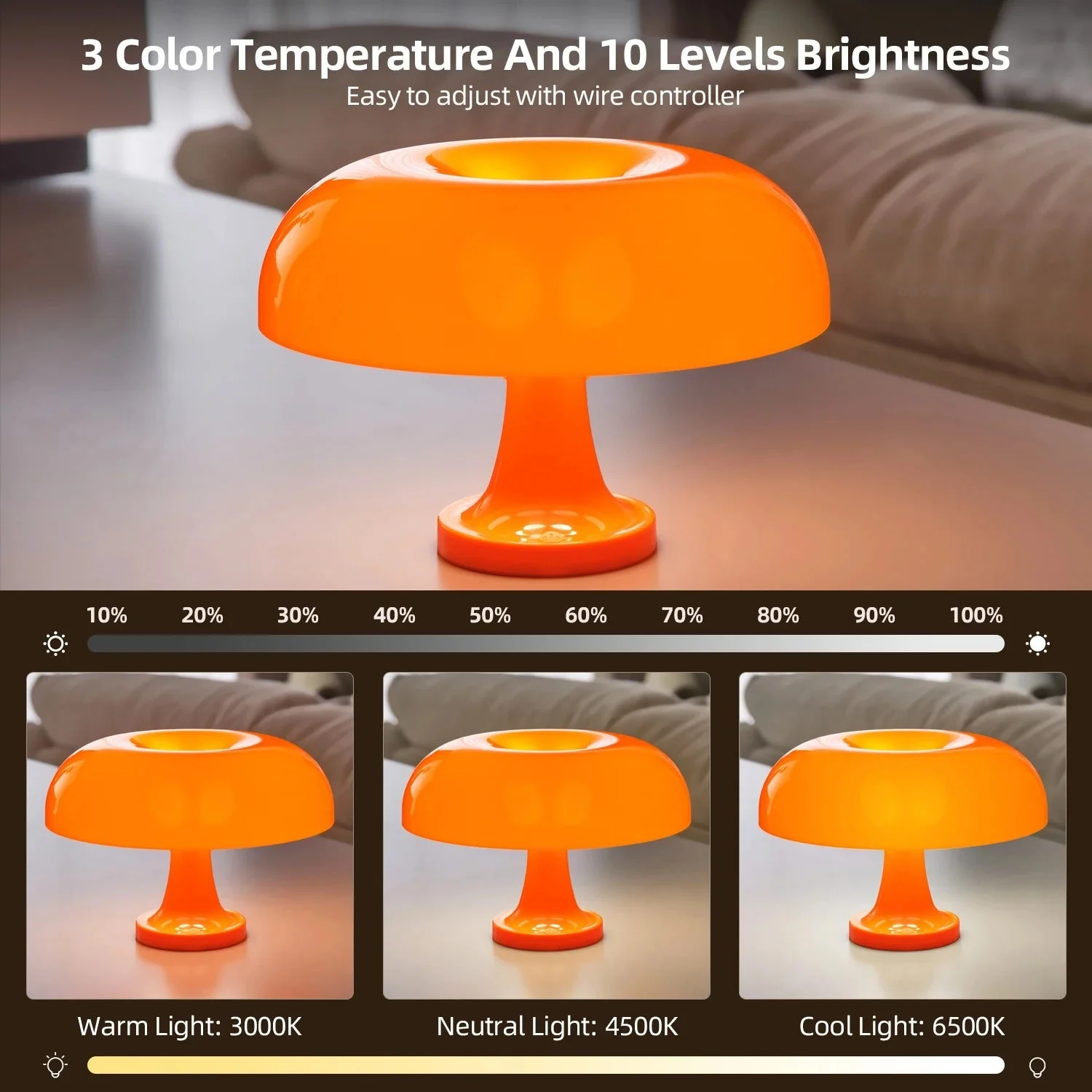 Mushroom Table Lamp | Bauhaus Modern Design | Dimmable LED Touch Light | Lumivara - Image 2