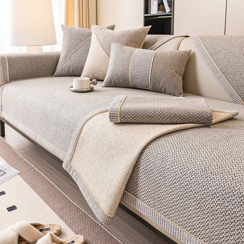 Non Slip Sofa Cover | Breathable Cotton Linen Blend | Quilted Seat Protection | NaturWeft - Image 4