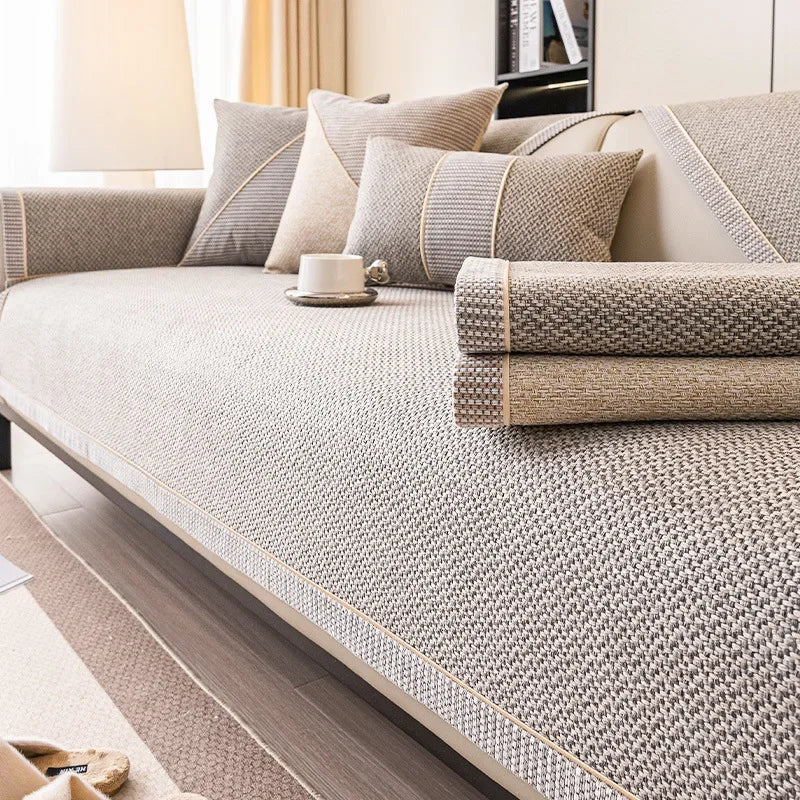 Non Slip Sofa Cover | Breathable Cotton Linen Blend | Quilted Seat Protection | NaturWeft - Image 6