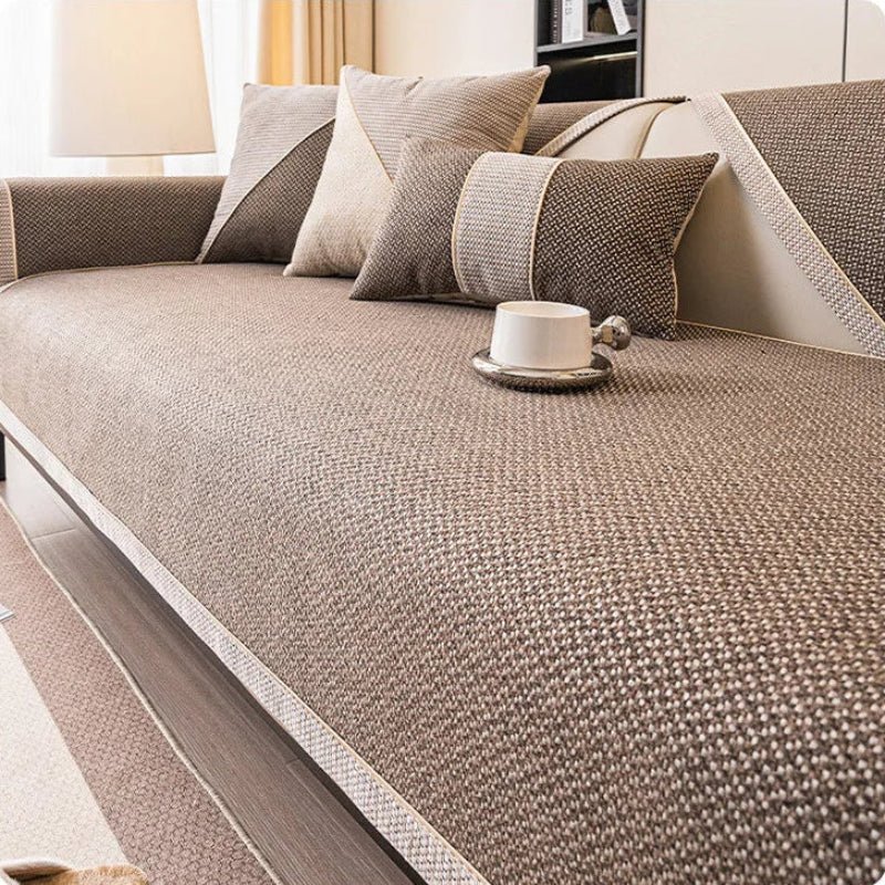 Non Slip Sofa Cover | Breathable Cotton Linen Blend | Quilted Seat Protection | NaturWeft - Image 8