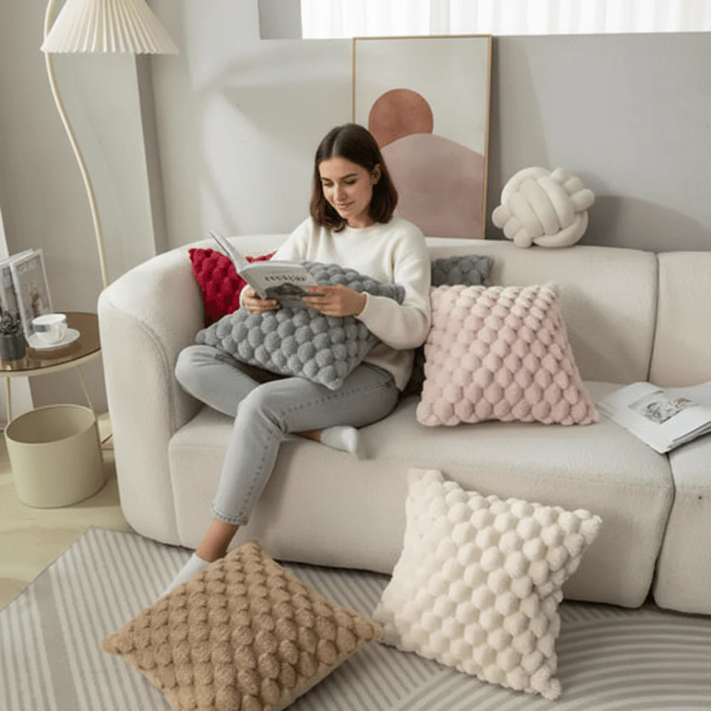 Pillow Cover | Cozy Texture Upgrade | 3D Plush Bubble Cushion Case | PlushNest - Image 3