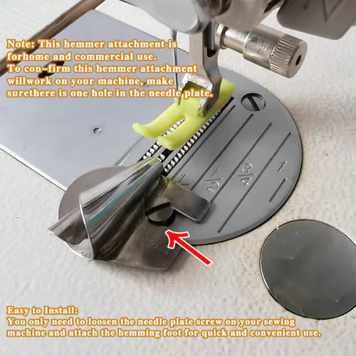 Precision Edge Stitcher | Multi-Size Stainless Steel Rolled Hemmer Foot for Sewing Machines | HemMaster - Image 6