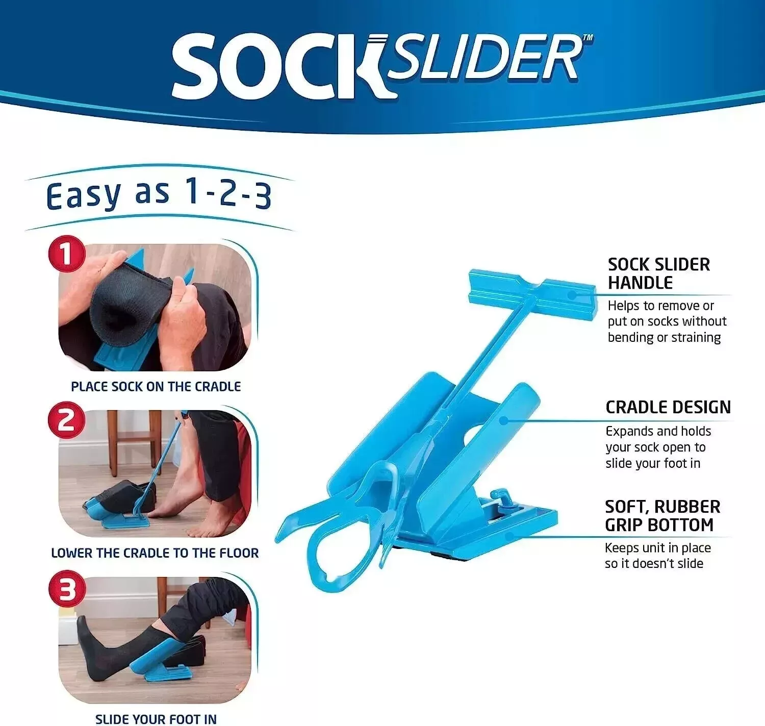 Sock Aid Tool | No Bending Required | Easy Sock & Shoe Assistance | SockSlider - Image 3