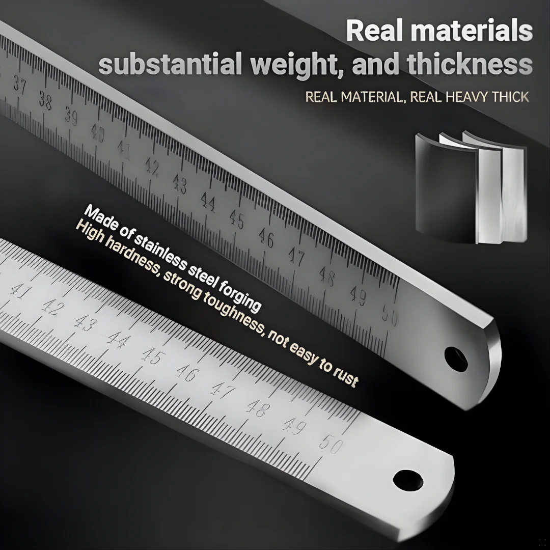 Steel Ruler | Heavy Duty Stainless Steel | Laser-Etched Scale | Precision Measuring Tool - Image 2