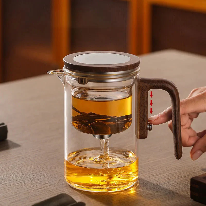 Tea Infuser Teapot | One-Click Brew Control | Heat-Resistant Glass | Drip-Free Pour | SereniCup - Image 3
