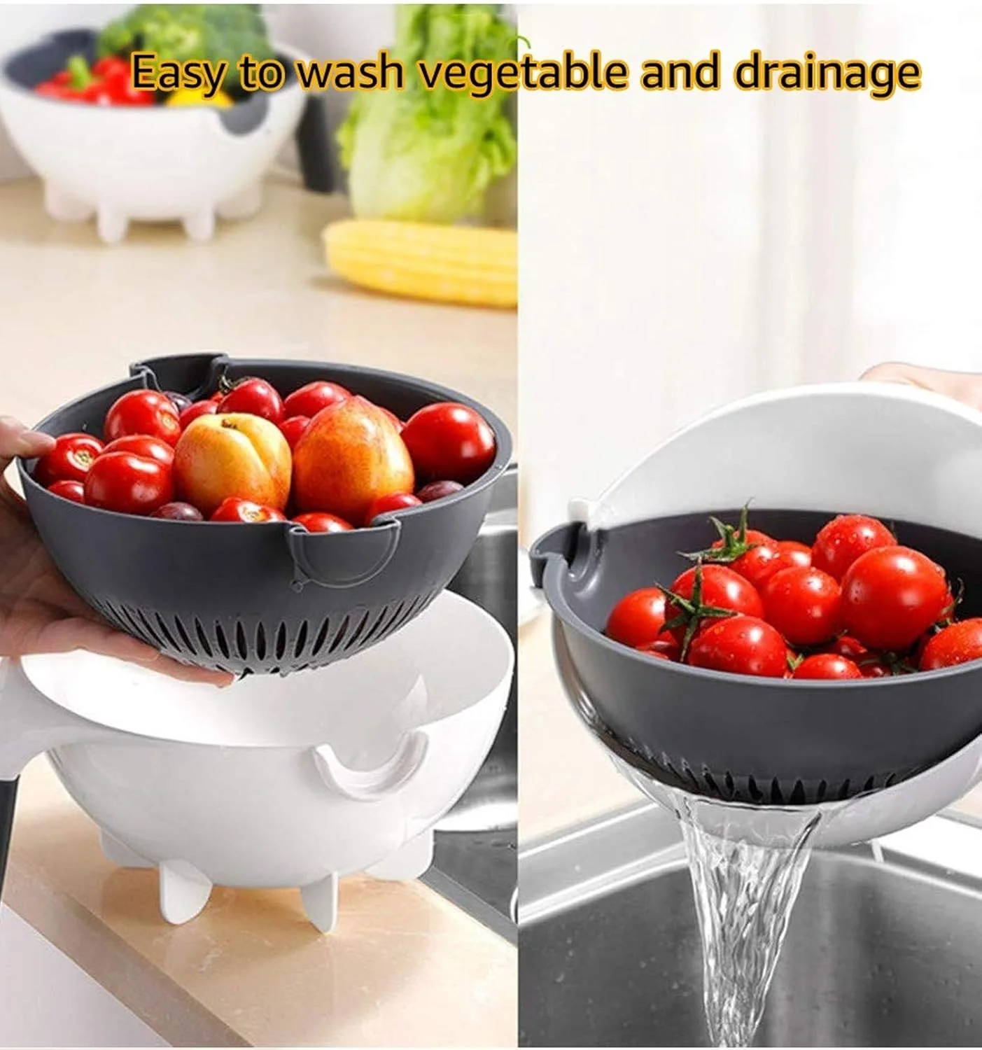 Vegetable Slicer Bowl | Multi-Blade Cutter | Safe Kitchen Prep Tool | VegEase - Image 7