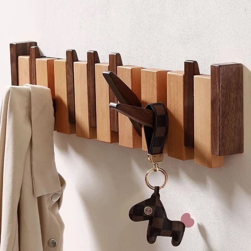Wall Coat Rack | Folding Hook Wall Storage | Handcrafted Wood Design | PianoWood - Image 3