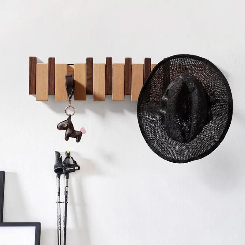 Wall Coat Rack | Folding Hook Wall Storage | Handcrafted Wood Design | PianoWood - Image 4