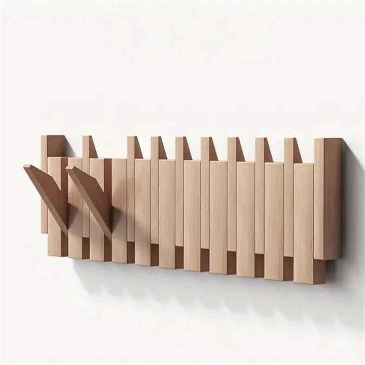 Wall Coat Rack | Folding Hook Wall Storage | Handcrafted Wood Design | PianoWood - Image 7