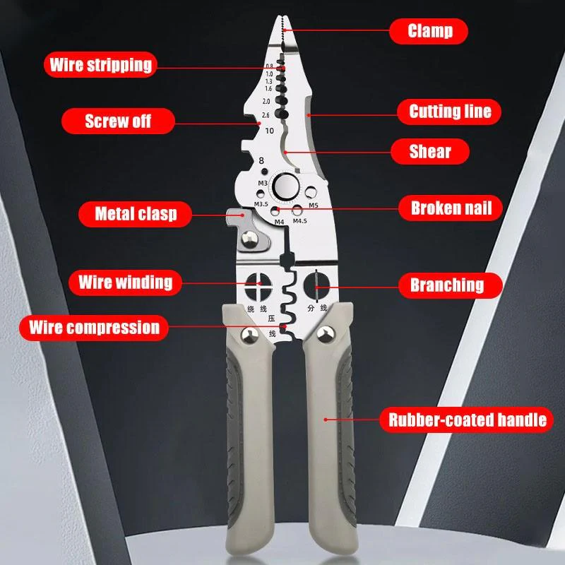 Wire Stripper Pliers | Multi-Function Tool | Precise Cutting & Crimping | WireMaster - Image 3