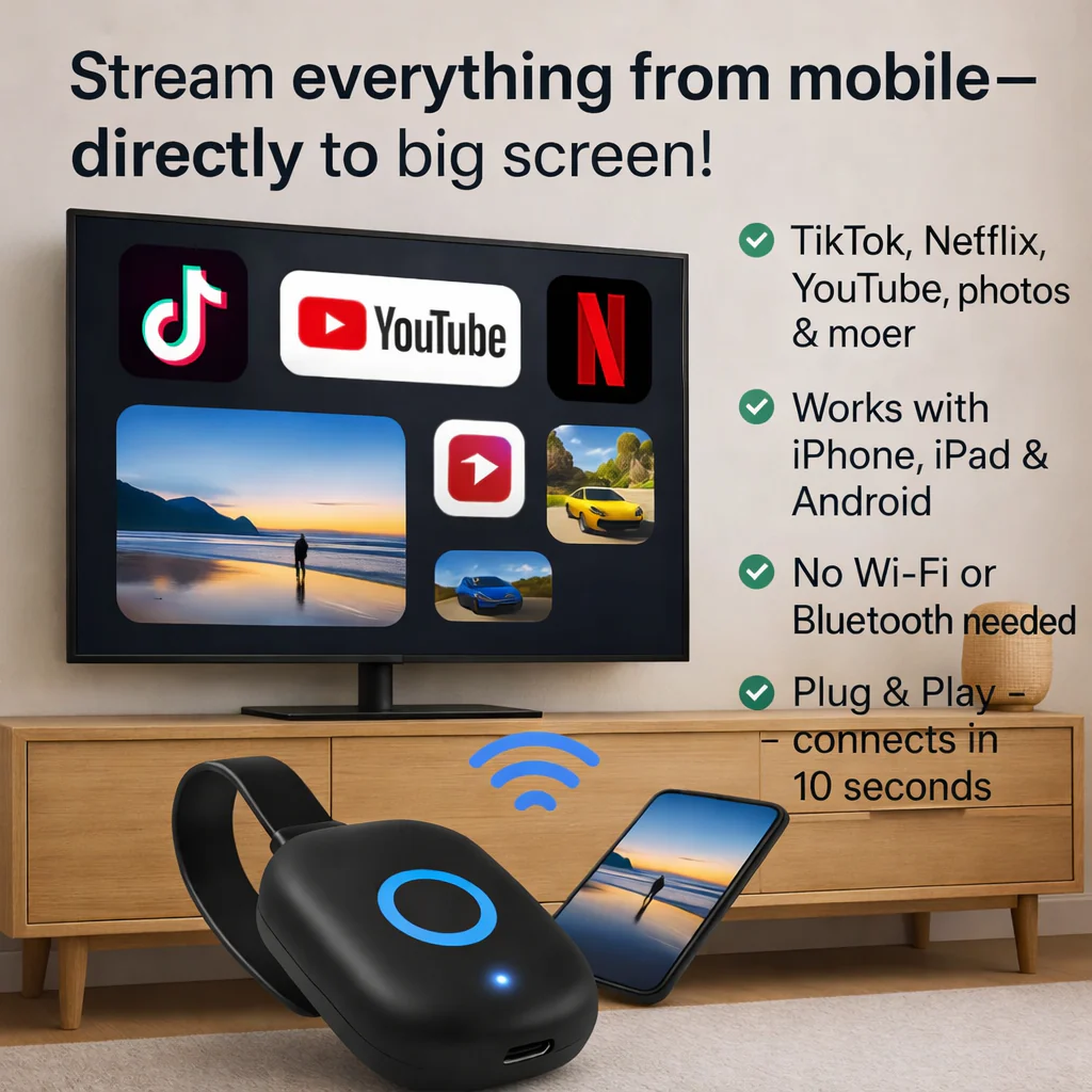 Wireless Display Dongle Adapter | HDMI Plug-and-Play Streaming Device | StreamLink - Image 2