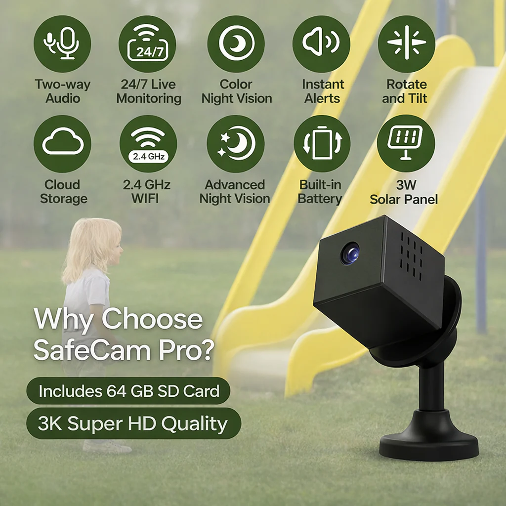 Wireless Safety Camera | 4K Night Vision | SafeCam Pro