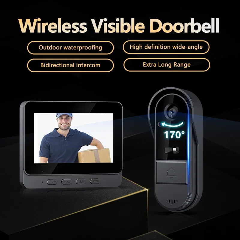 Wireless Smart Doorbell | Intercom & Night Vision HD | 4.3” IPS Display | SecureBell - Image 2