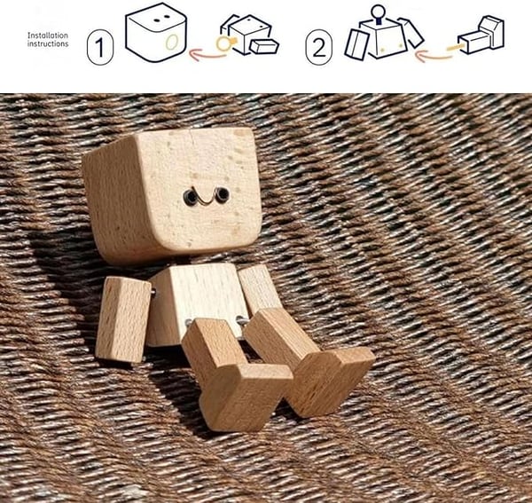 Wooden Wobble Figure Decor | Moving Joints | Handcrafted Wood | JoyTwig - Image 6